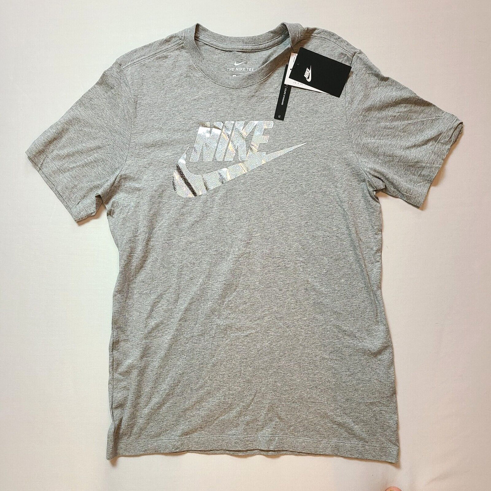 Nike Mens Medium Sportswear Reflective T-Shirt Dark Grey Heather Swosh - Picture 2 of 3